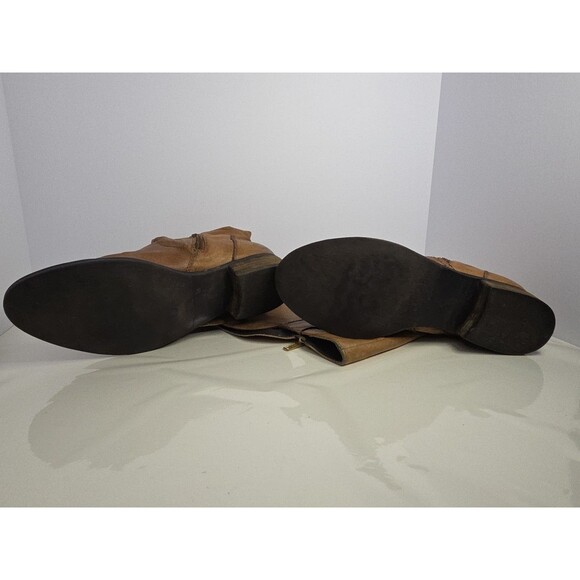 Steven Madden Light Brown Cognac Leather Riding Boots W Side Zip Sz 8.5 - Picture 13 of 14